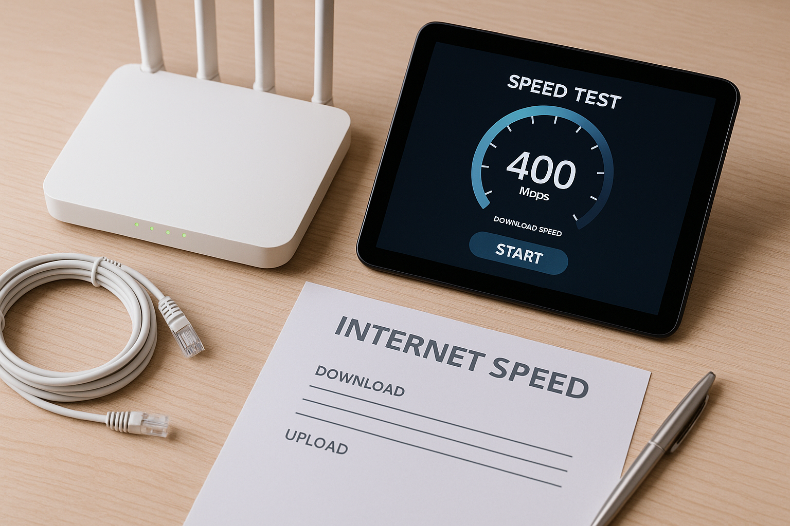 Person comparing home internet speed options